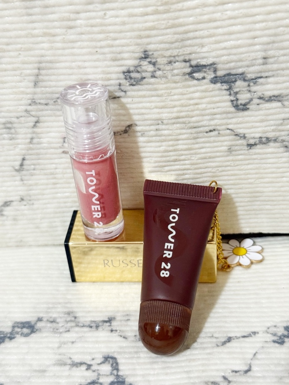 Tower 28 Pink Lip Gloss & Lip Treatment in Sheer Mocha (Added Daisy Bag Charm) - Picture 2 of 14